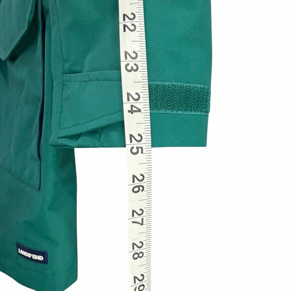 Lands End Squall Raincoat Women L Green Hooded Jacket Waterproof Outdoor Travel - Picture 11 of 16